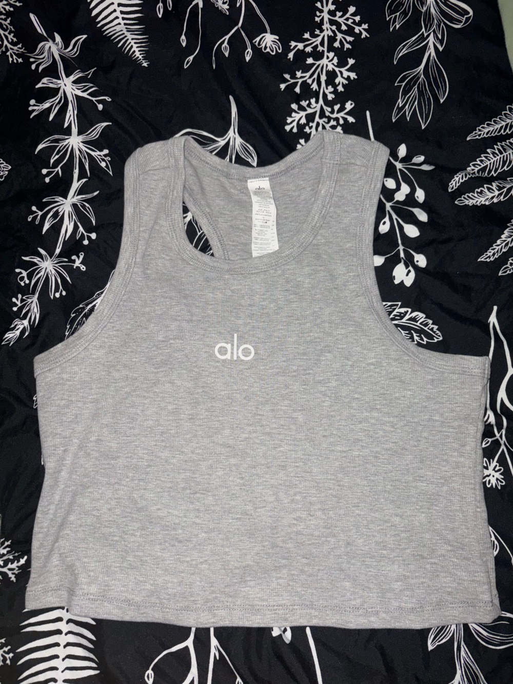ALO Yoga Light Gray Ribbed Racerback Tank